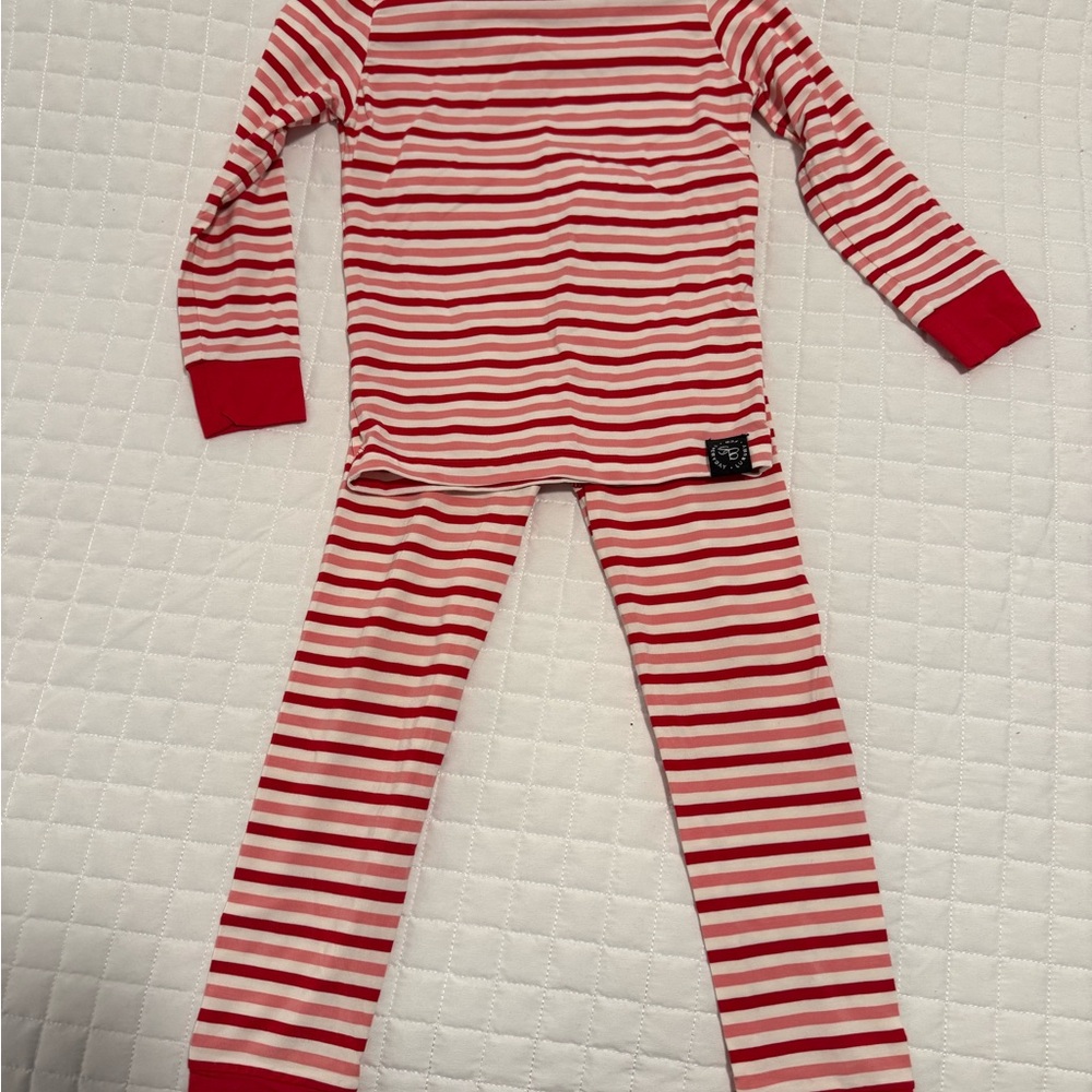 Sweet Bamboo - Striped Red & White Kids Pajama Set - Long Sleeve Top and Pants